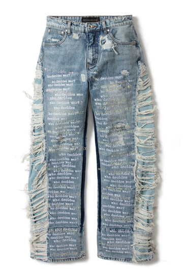 Who Decides War Crystal Scripture Jeans - Lightly Worn