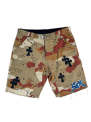Chrome Hearts Matty Boy Sex Records Cross Patch Desert Camo Shorts - Lightly Worn