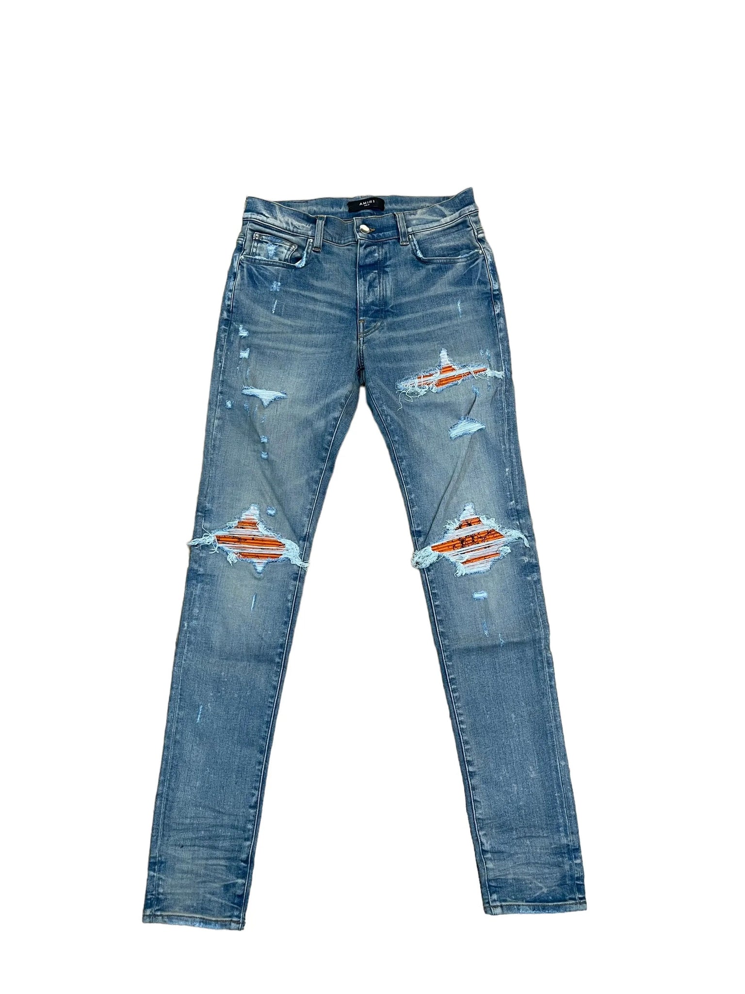 Amiri MX1 Cracked Paint Jeans "Clay Indigo"