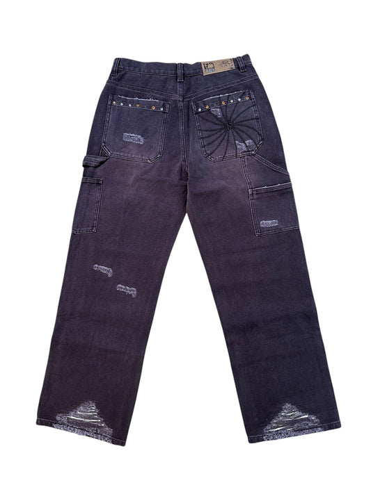 Birth of Royal Child Fading Cargo Denim Jeans "Purple"