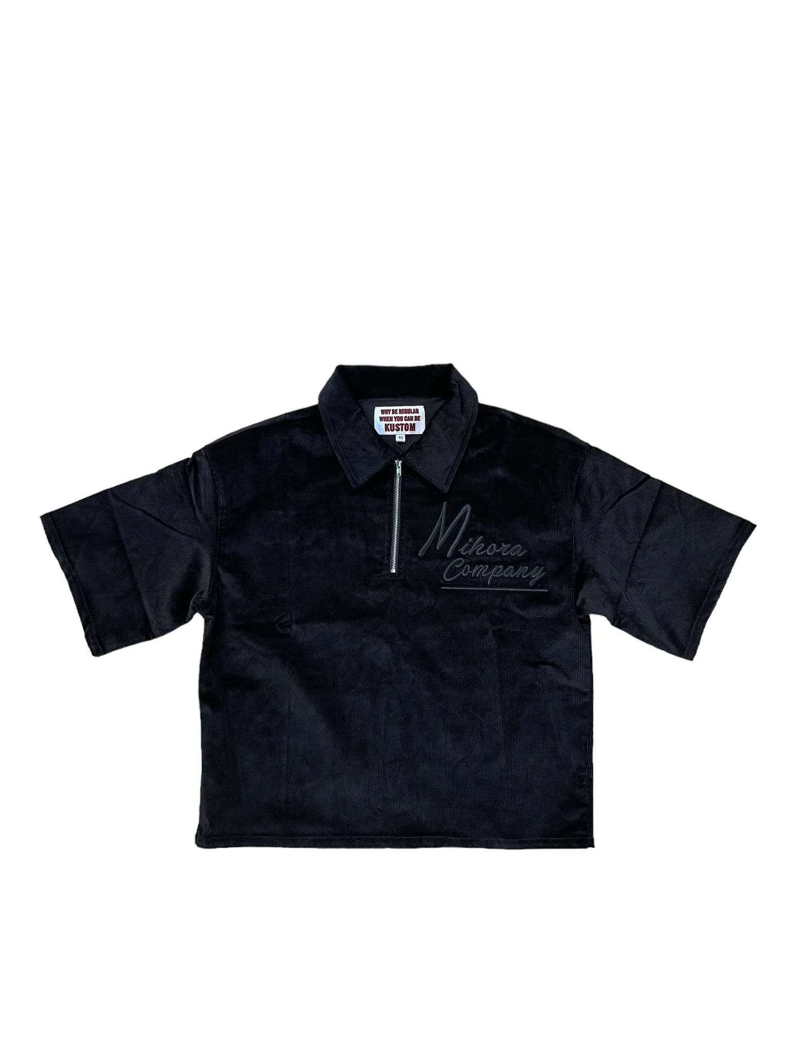 Mihora Corduroy Quarter Zip Top "Black"