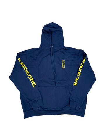 Chrome Hearts Vertical Logo Hoodie "Navy/Yellow"