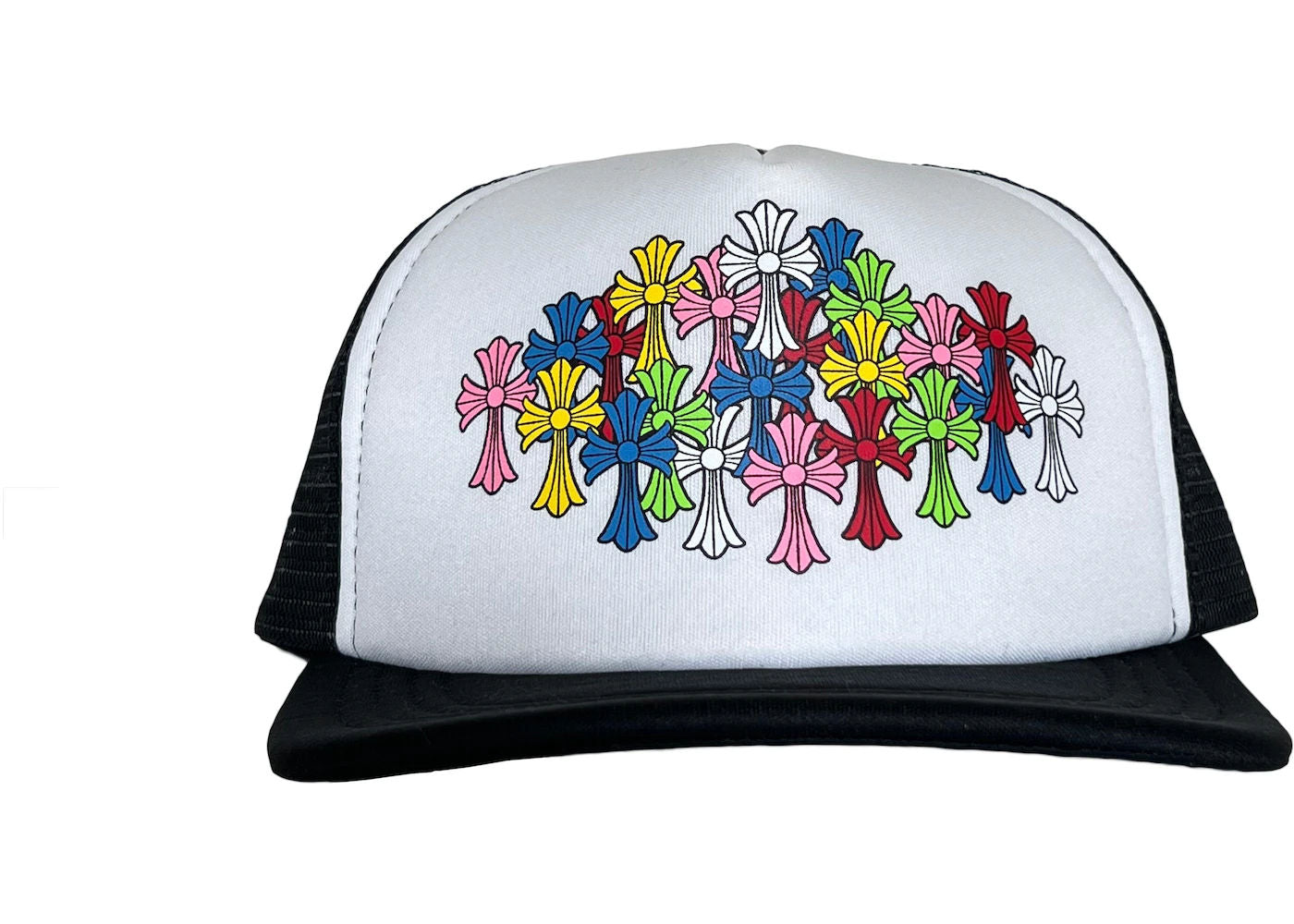 Chrome Hearts Multi Color Crosses Trucker Hat Black/White