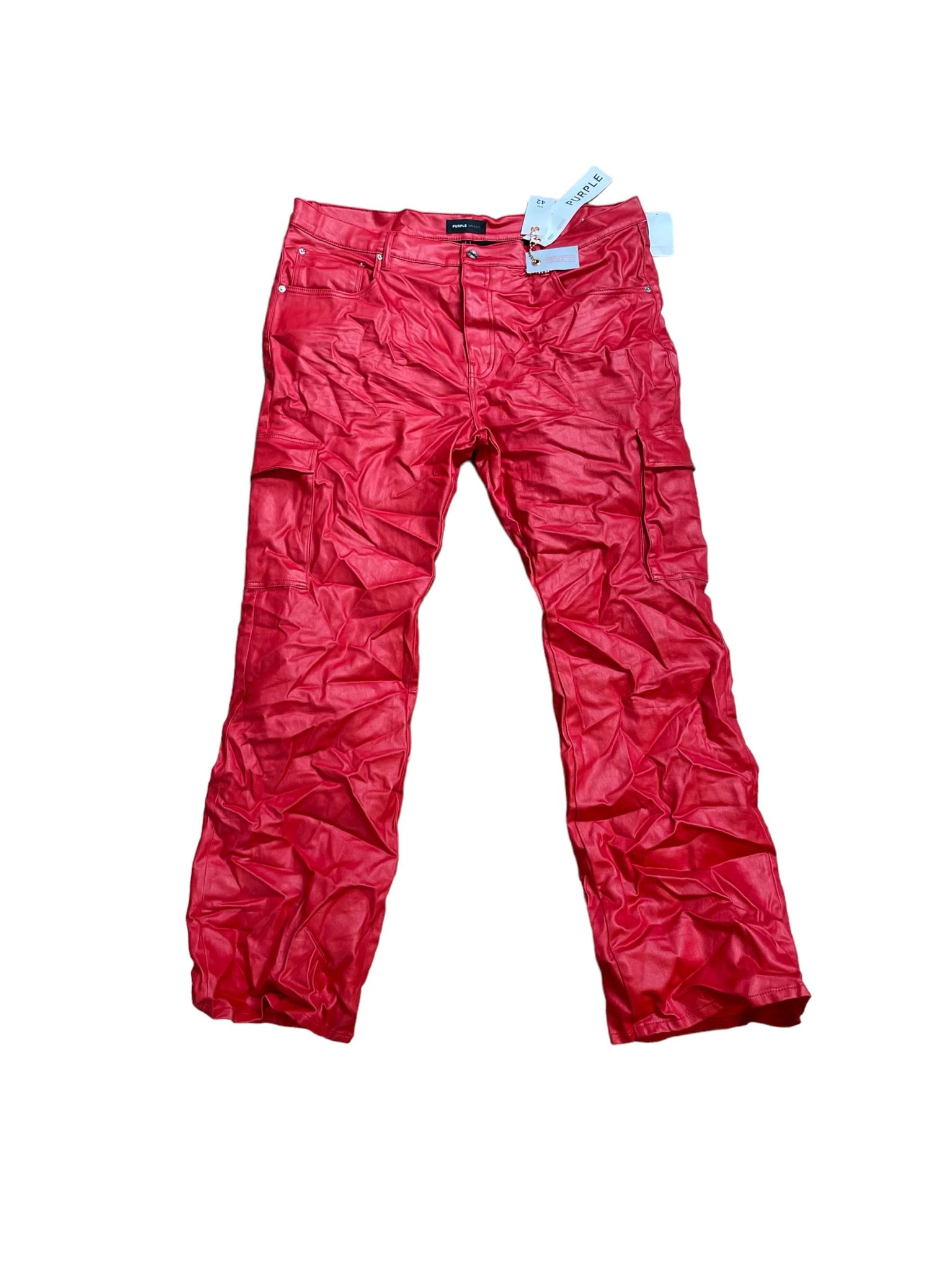 Purple Patent Film Cargo Jeans "Red"