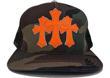 Chrome Hearts Cemetery Trucker Hat Camo/Orange