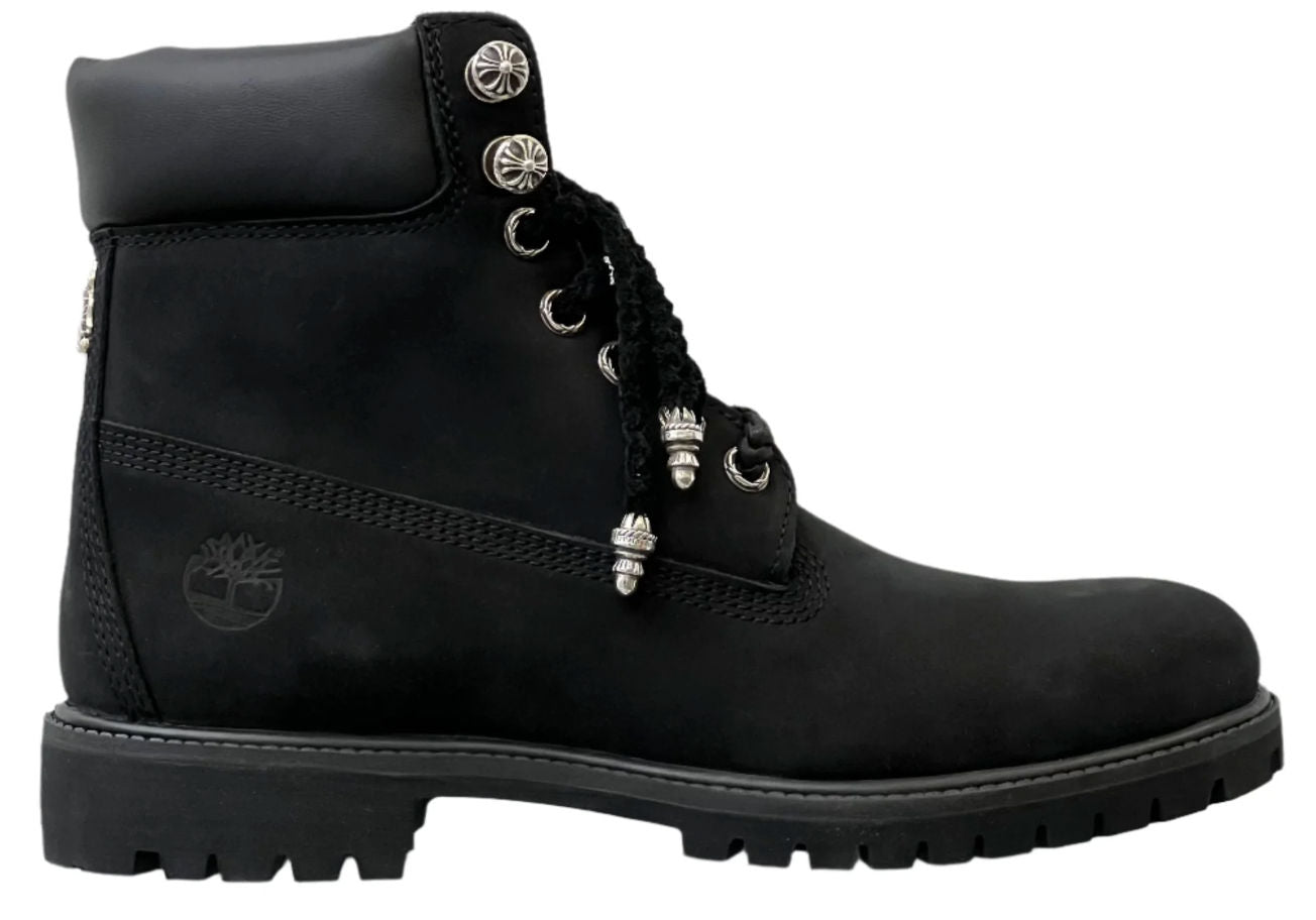 Chrome Hearts Timberland Boots With Silver Hardware Black - No Box