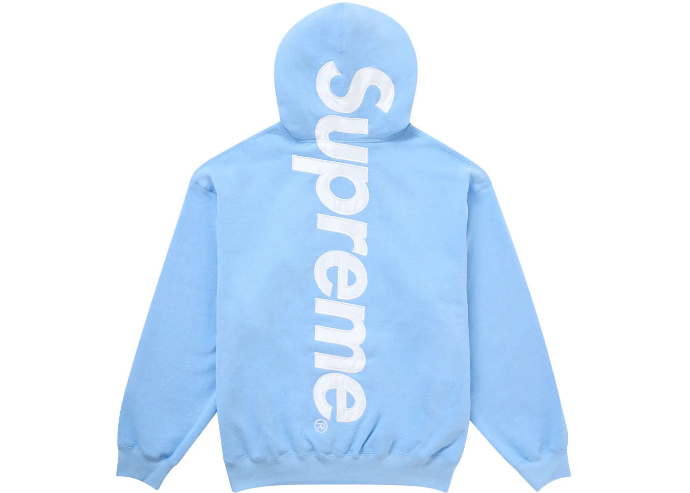 Supreme Satin Applique Hooded Sweatshirt FW24 Light Blue