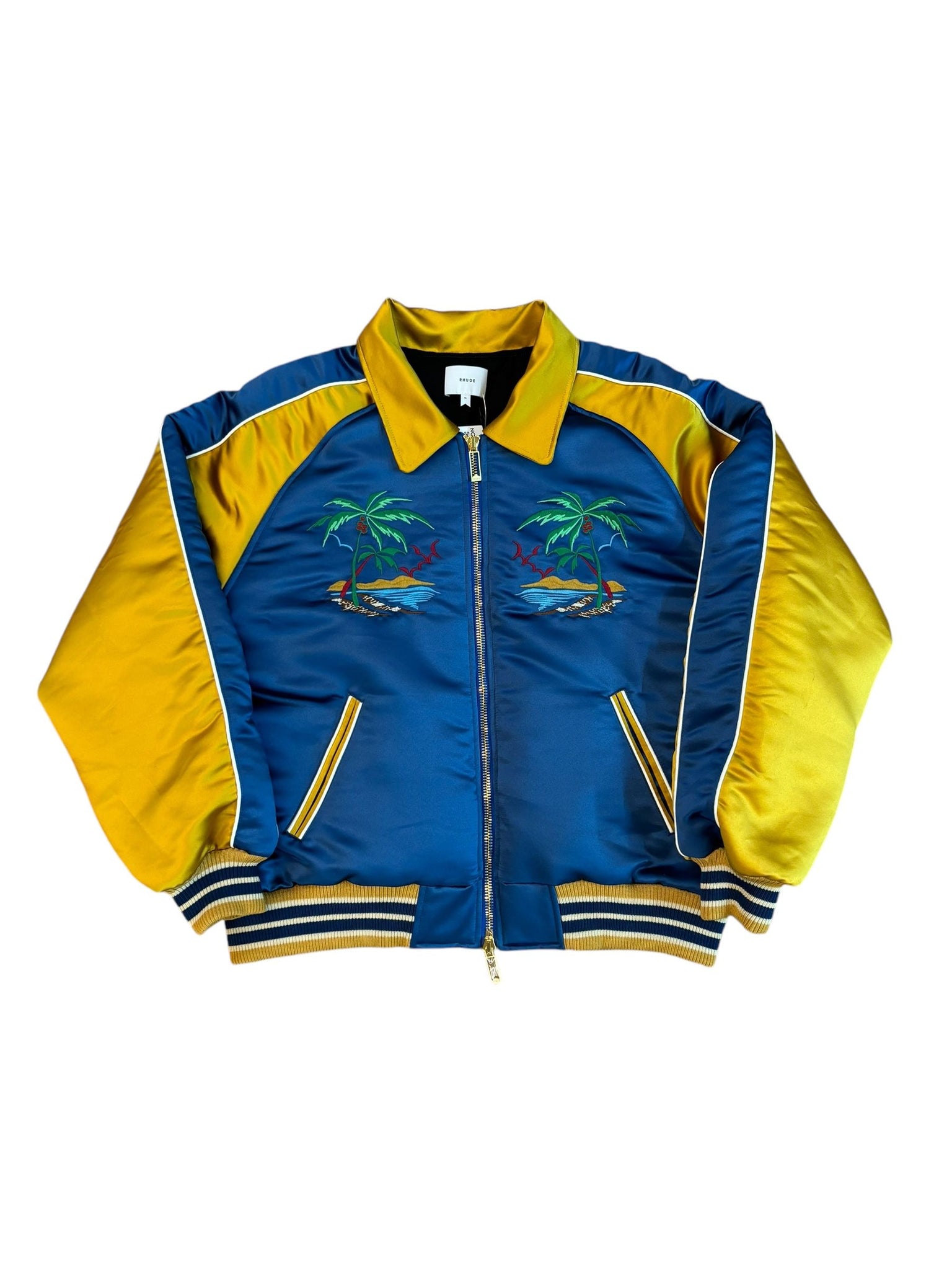 Rhude Palm Eagle Varsity Jacket "Blue/Gold"