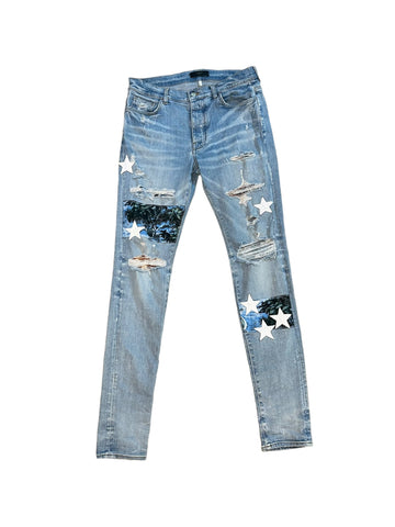 Amiri Palm Tree Patch Jeans "Light Wash" (Pre-Owned)