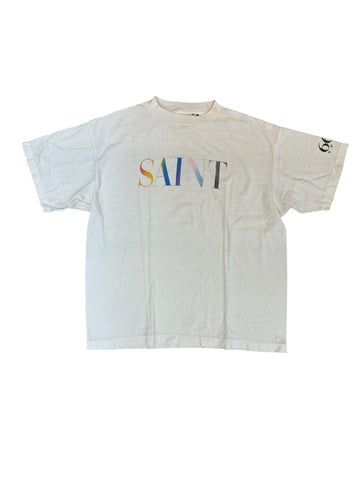 Saint Michael Rainbow Logo Tee "White"