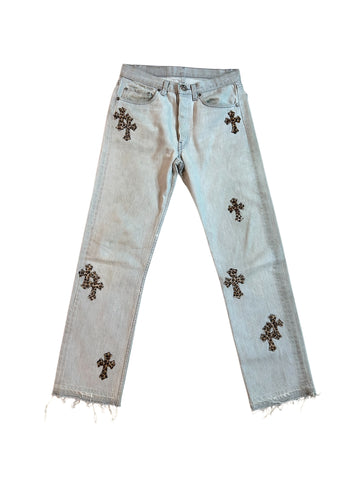 Chrome Hearts x Levi Cheetah Cross Denim Jeans - Lightly Worn