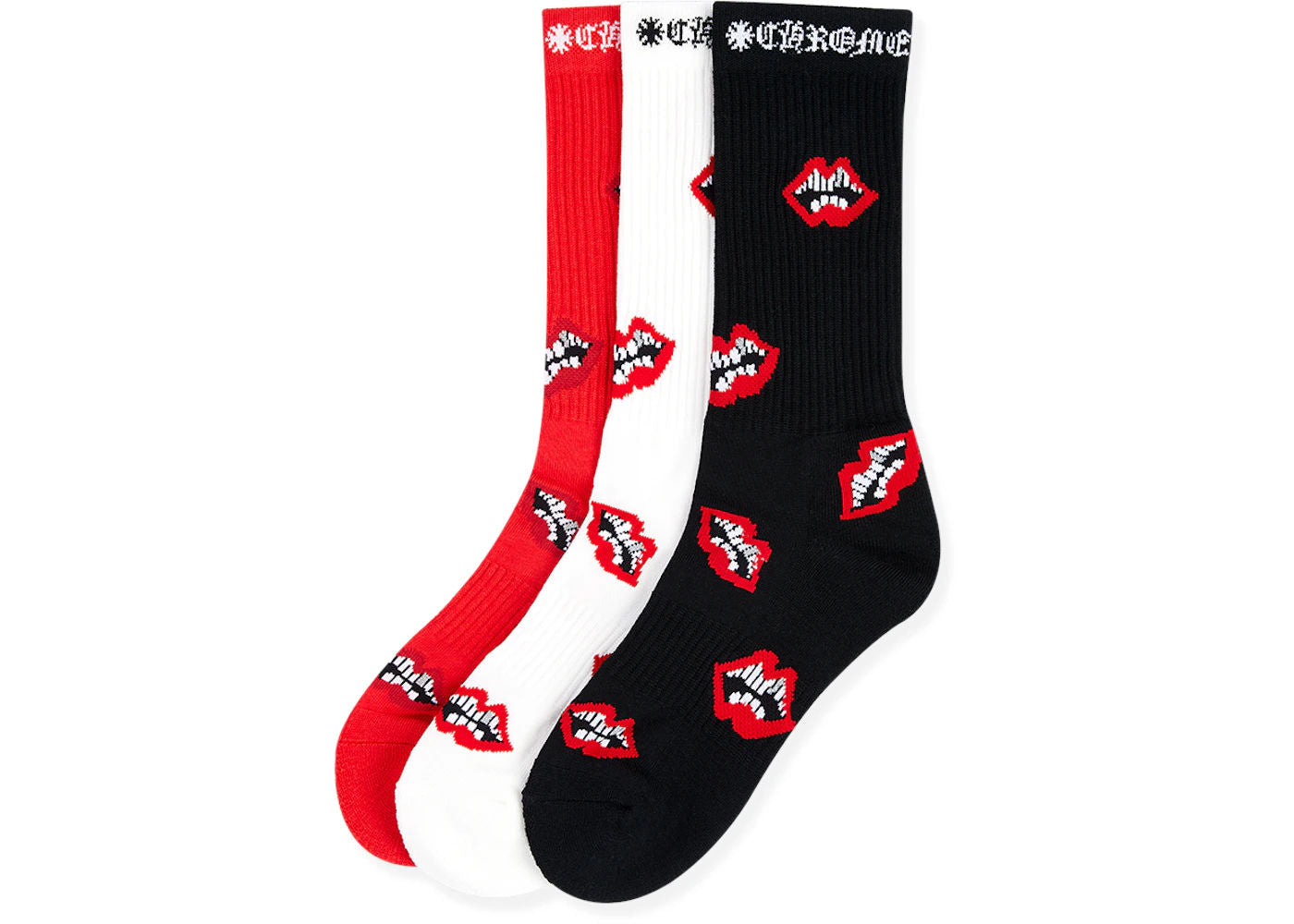Chrome Hearts Single Pair Chomper Socks Black/Red