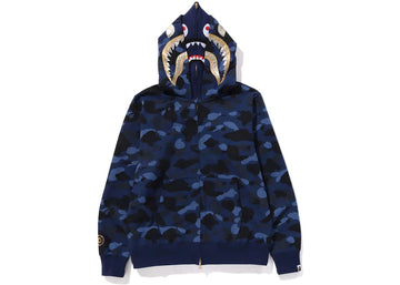 BAPE Color Camo Double Shark Full Zip Hoodie (SS24) Navy - Lightly Worn