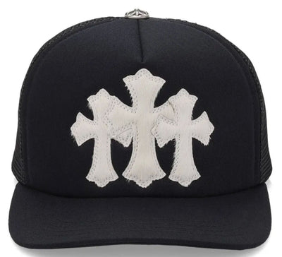 Chrome Hearts Pony Hair Cemetery Cross Patch Trucker Hat