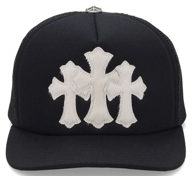 Chrome Hearts Pony Hair Cemetery Cross Patch Trucker Hat