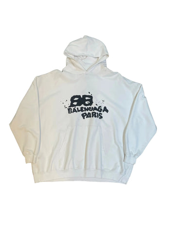 Balenciaga Painted Logo Hoodie "White"