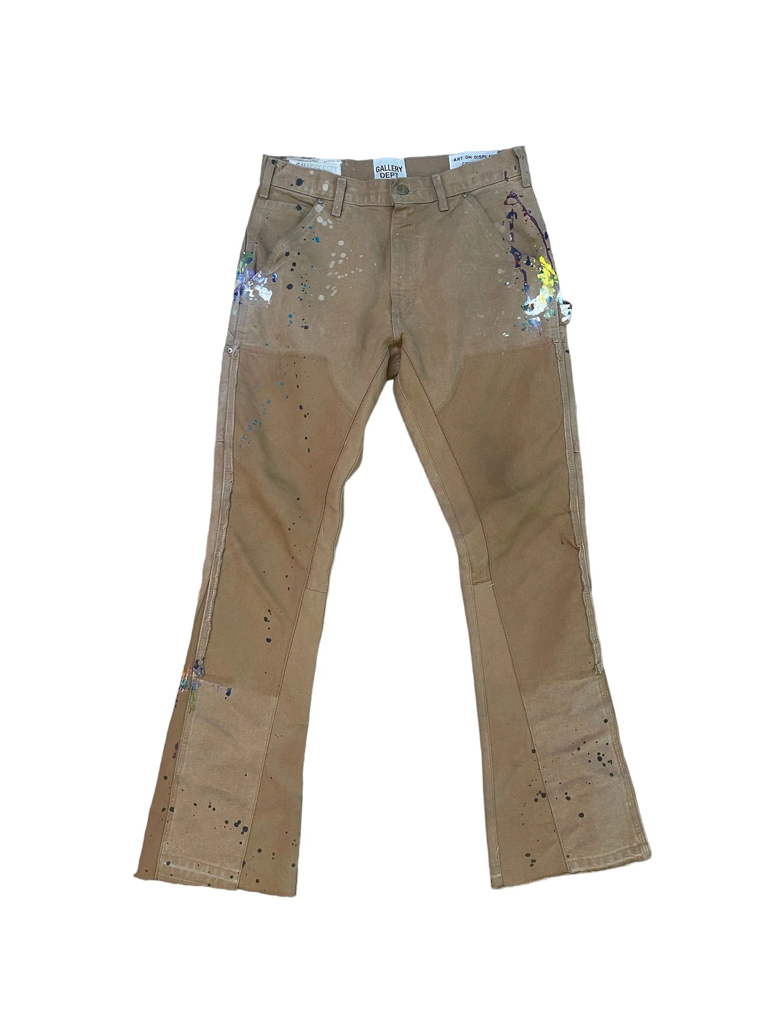 Gallery Dept. Paint Splattered Carpenter Flare Pants "Khaki"