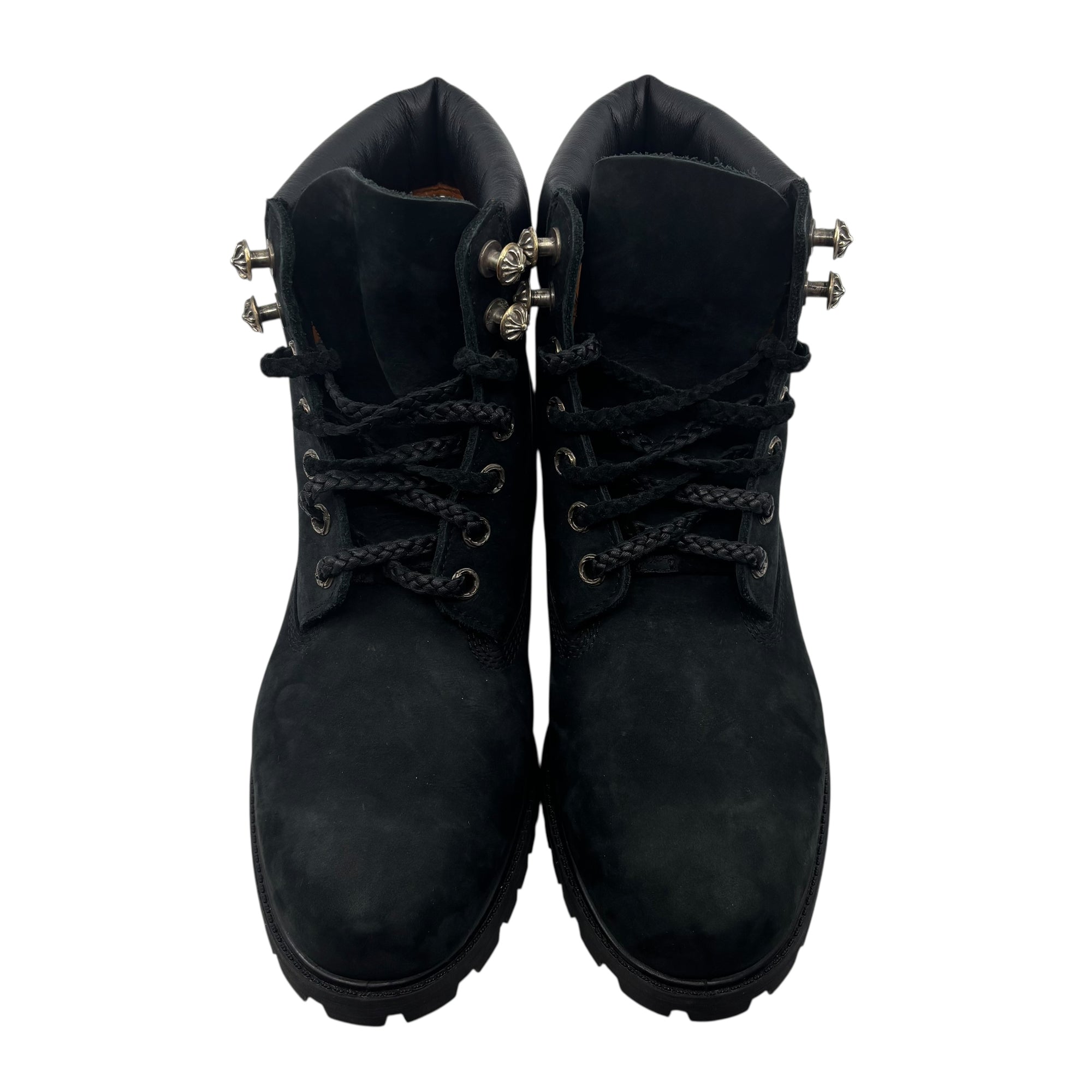 Chrome Hearts Timberland Boots With Silver Hardware Black - No Box