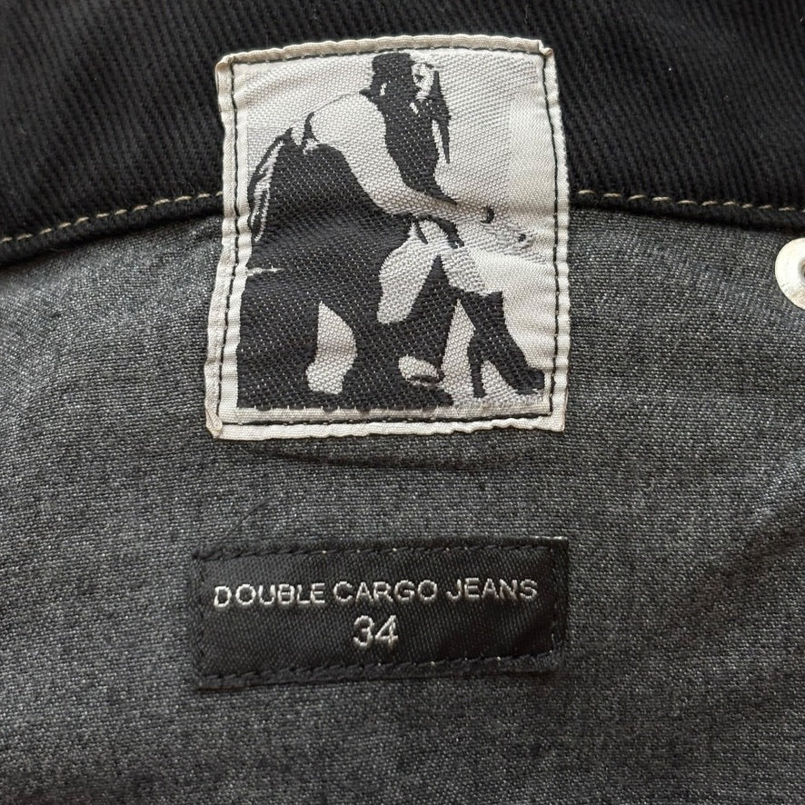 Rick Owens DRKSHDW Double Cargo Jeans Black Waxed