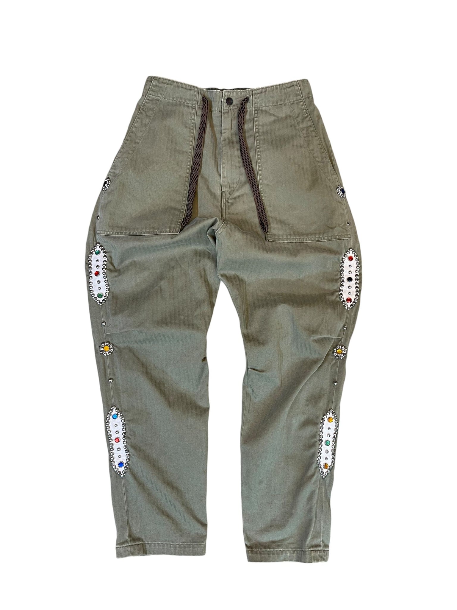 Kapital Jeweled Fatigue Pants "Olive" - Lightly Worn