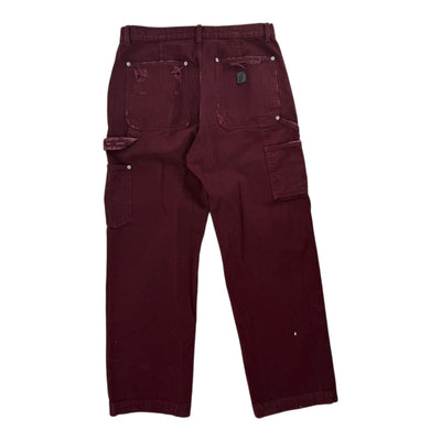 ERD Distressed Carpenter Pants Red Lightly Worn
