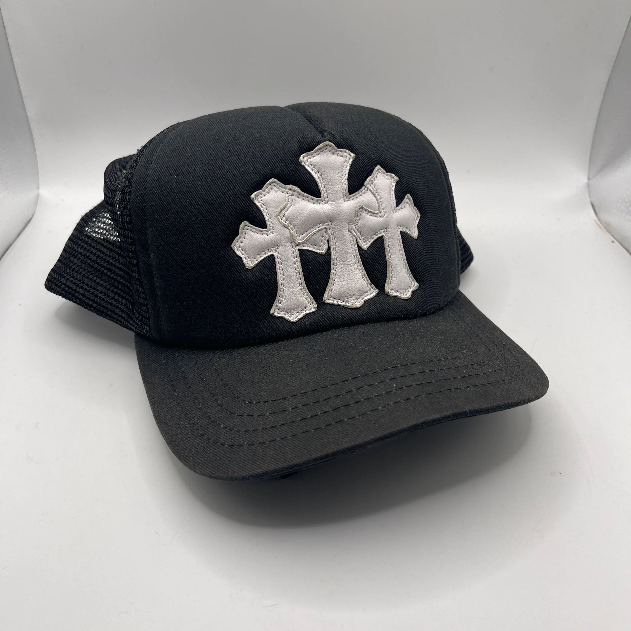 Chrome Hearts Triple Leather Cross Hat "Black"