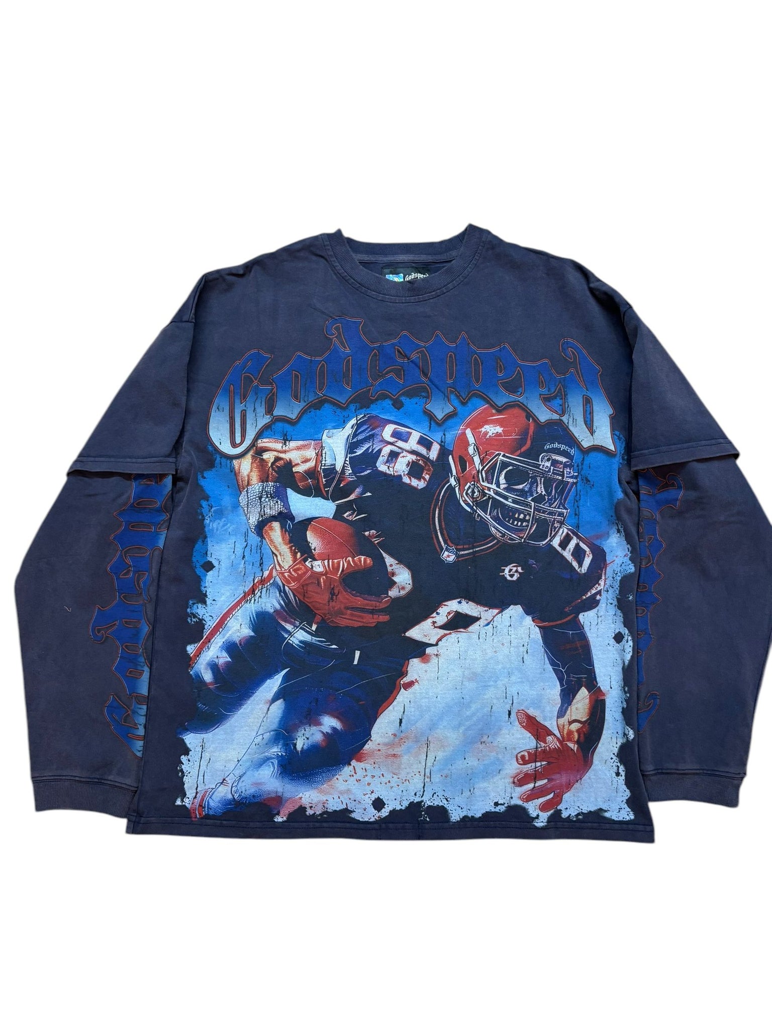 Godspeed Endzone Longsleeve Tee "Washed Navy"