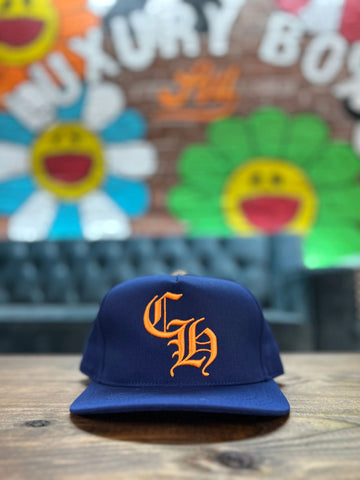 Chrome Hearts CH Snapback Hat "Blue/Orange Logo"