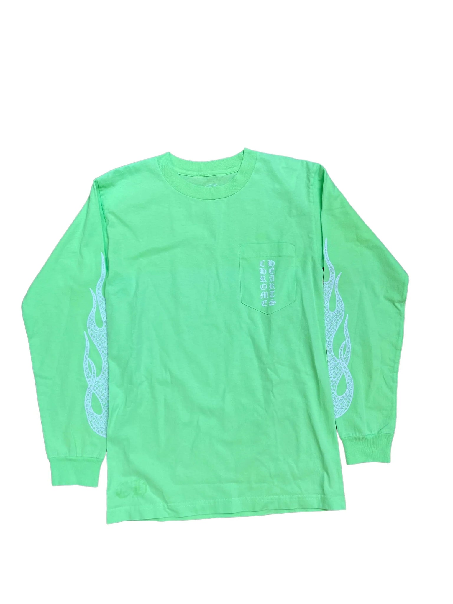 Chrome Hearts Neon Green Flames Longsleeve