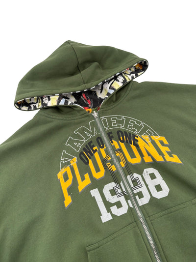 Plus One x Vamee Reversible Zip Up Hoodie Green - Lightly Worn