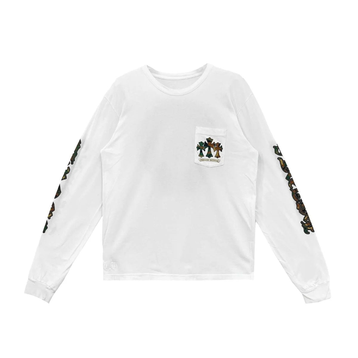 Chrome Hearts Triple Camo Cross Longsleeve Tee White - Lightly Worn
