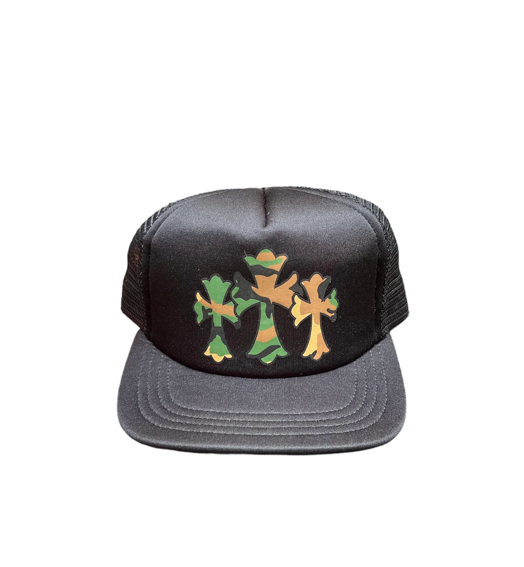 Chrome Hearts Triple Camo Cross Trucker Hat "Black"