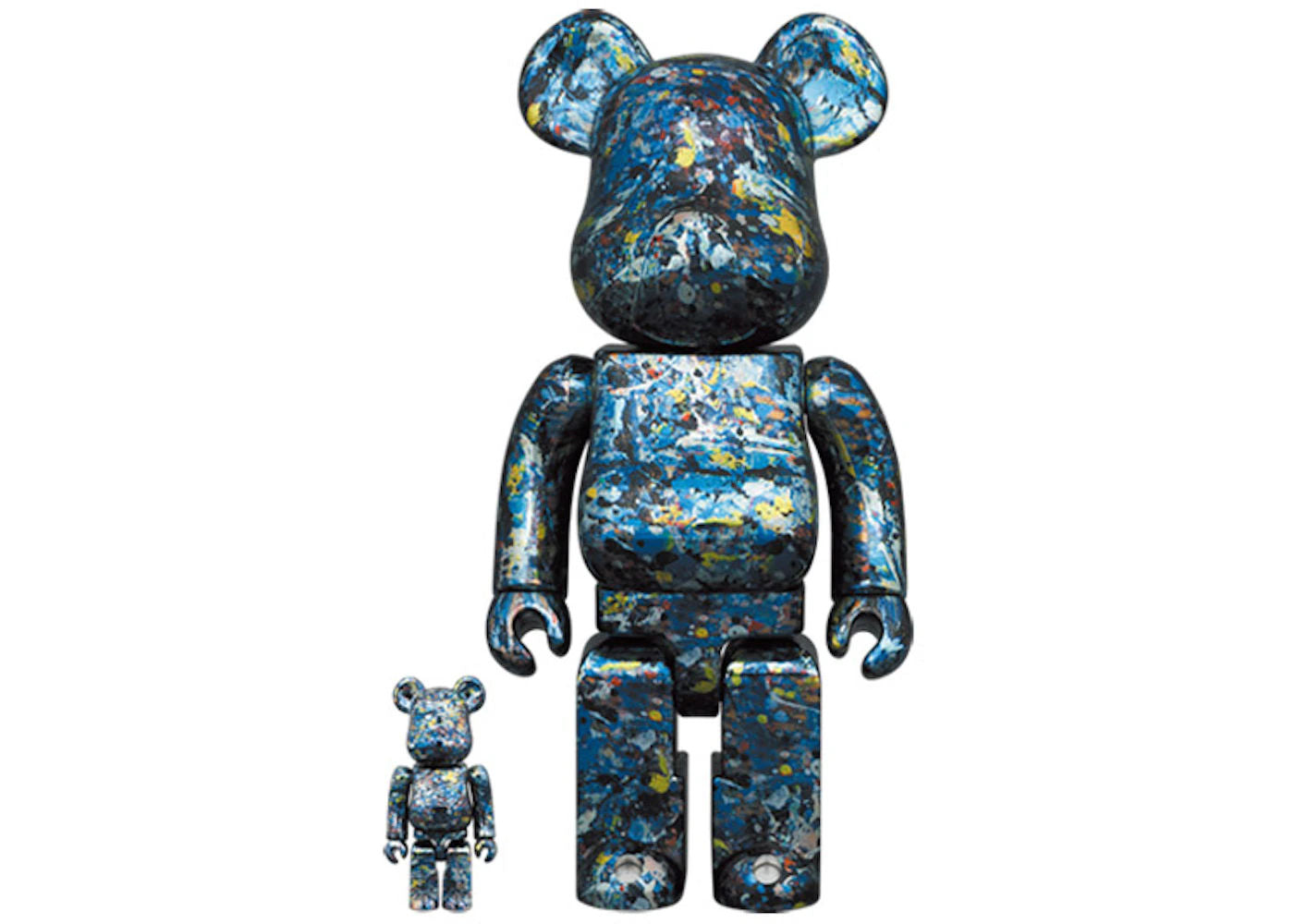 Bearbrick Jackson Pollock Studio 100% & 400% Set Chrome Ver.