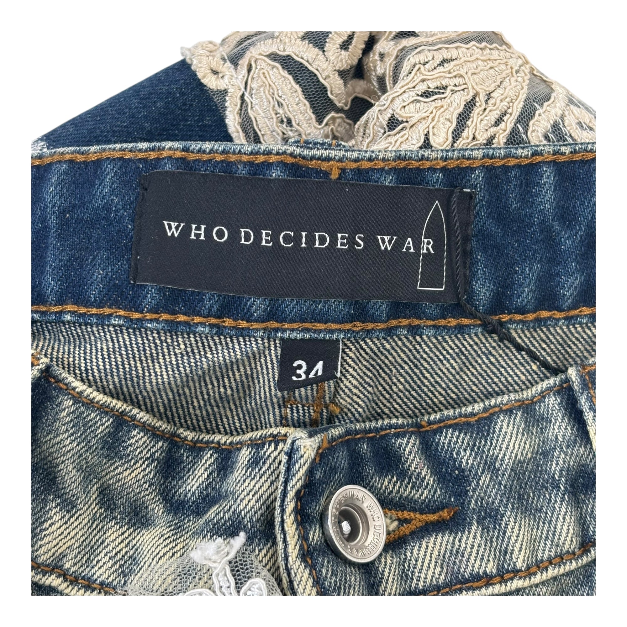 Who Decides War Metal Laced Denim Jeans &quot;Grey Washed&quot;
