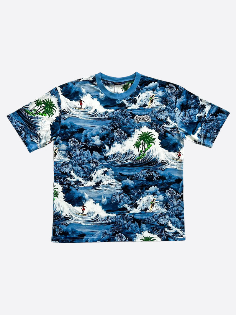 Louis Vuitton Blue Surf Print T-Shirt - Lightly Worn