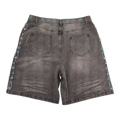 Vale Bedazzled Denim Shorts Black