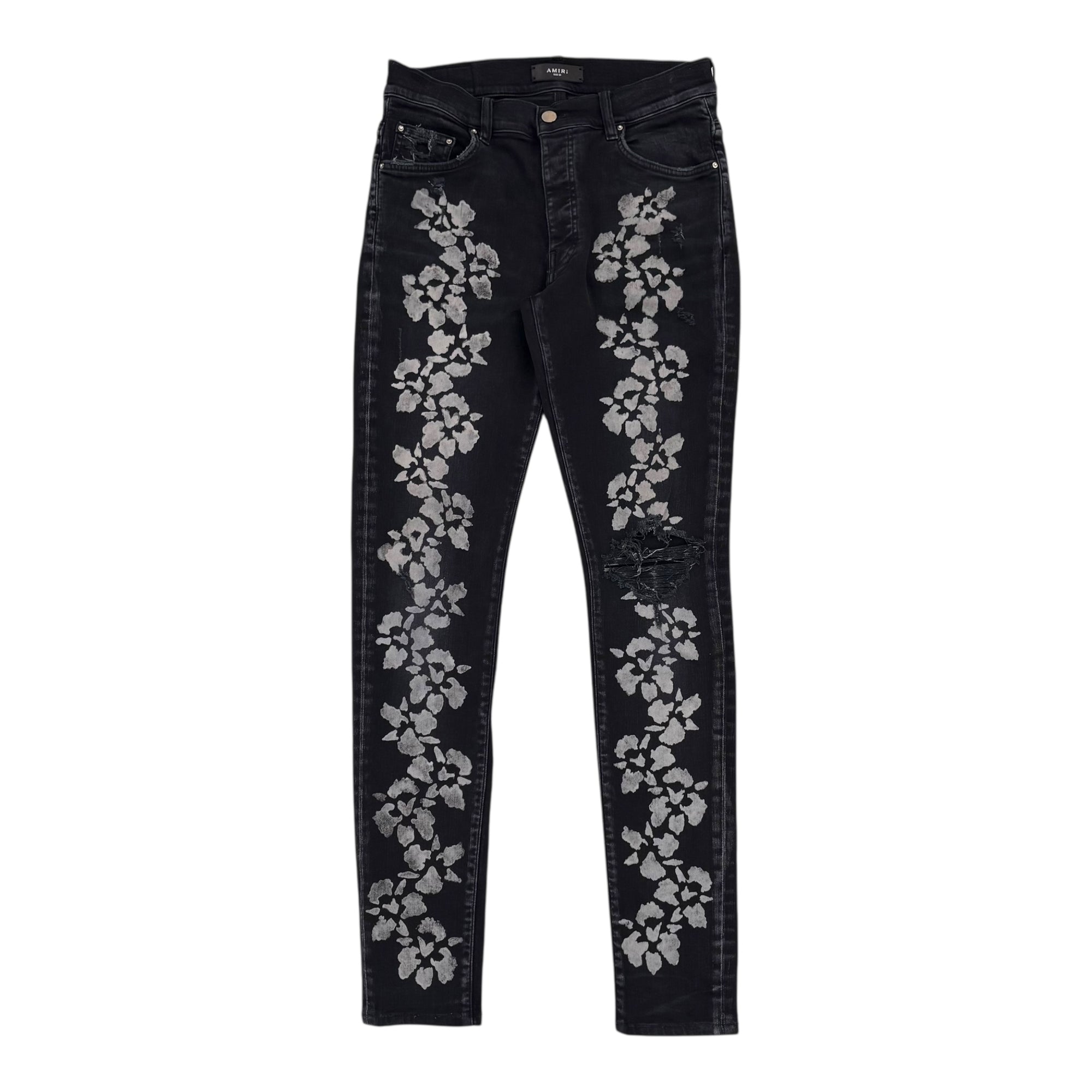 Amiri Floral Print Jeans Black - Lightly Worn