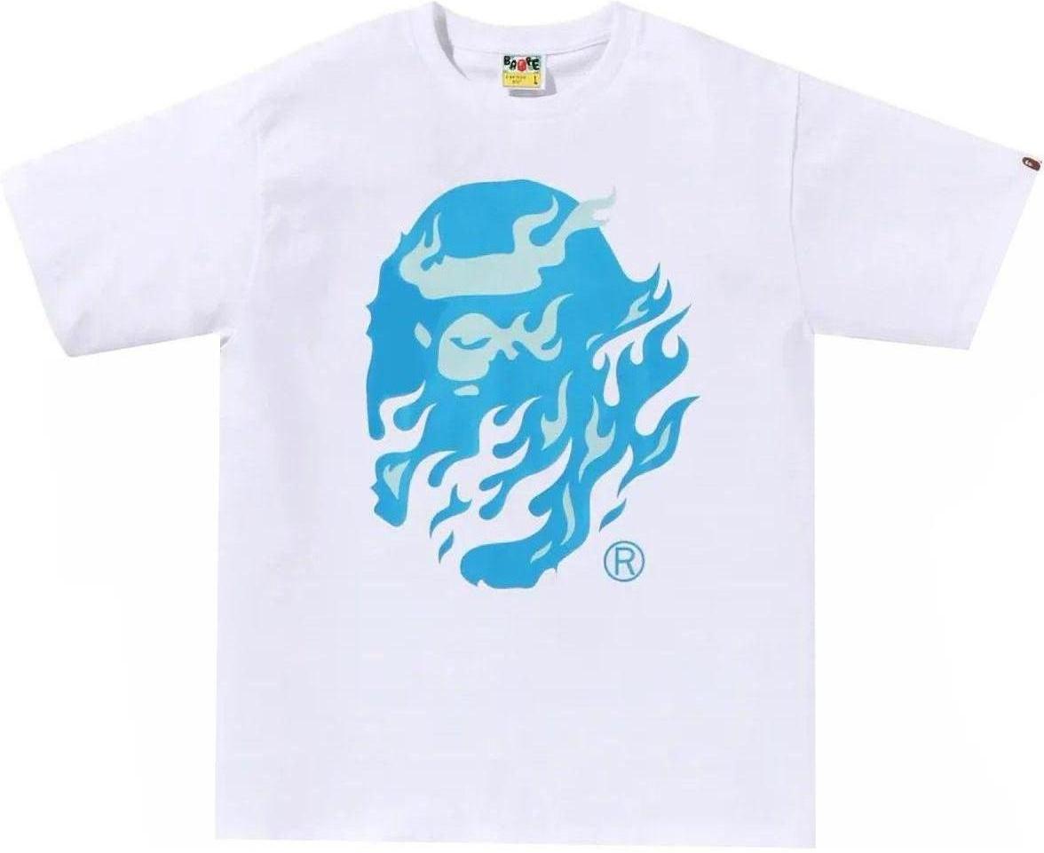 BAPE Flame Ape Head Tee White/Blue