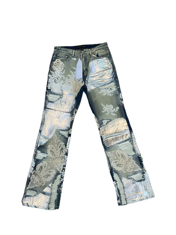 Who Decides War Metal Laced Denim Jeans "Grey Washed"