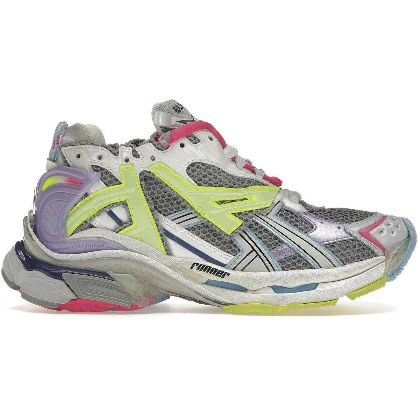 Balenciaga Runner Leather Free Grey Light Purple Neon Yellow White
