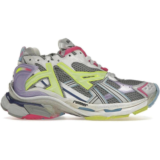 Balenciaga Runner Leather Free Grey Light Purple Neon Yellow White