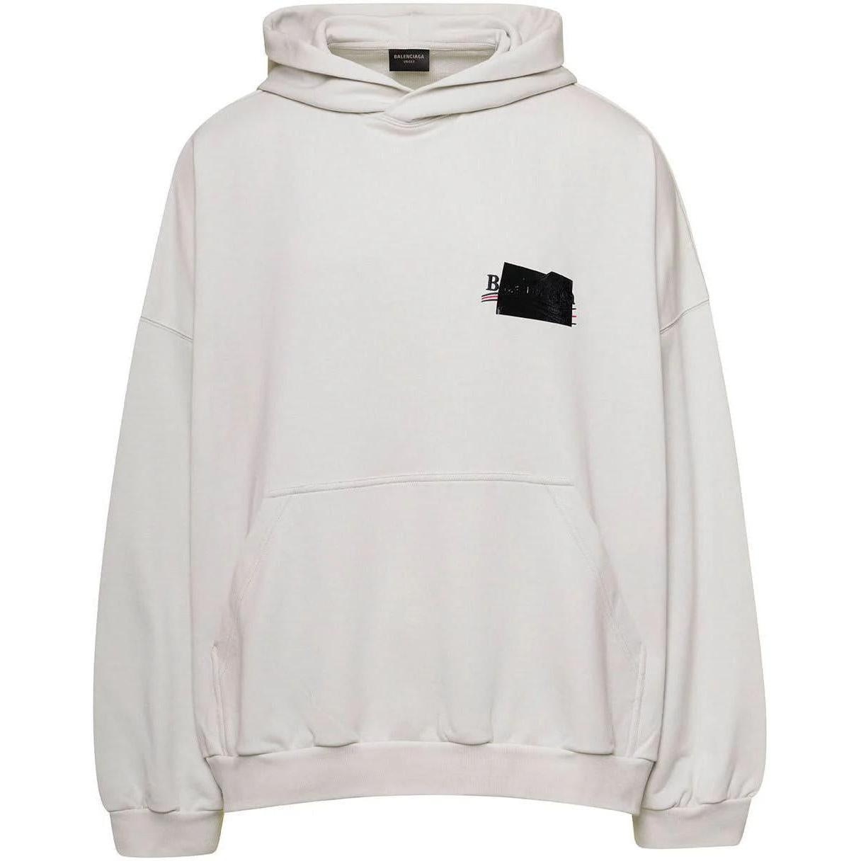 Balenciaga logo Tape Hoodie "White" - Lightly Worn