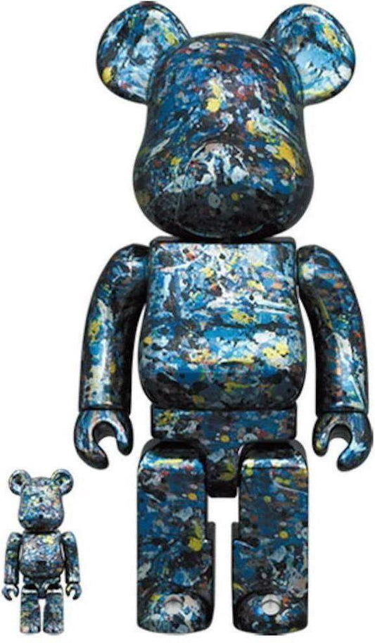 Bearbrick Jackson Pollock Studio 100% & 400% Set Chrome Ver.