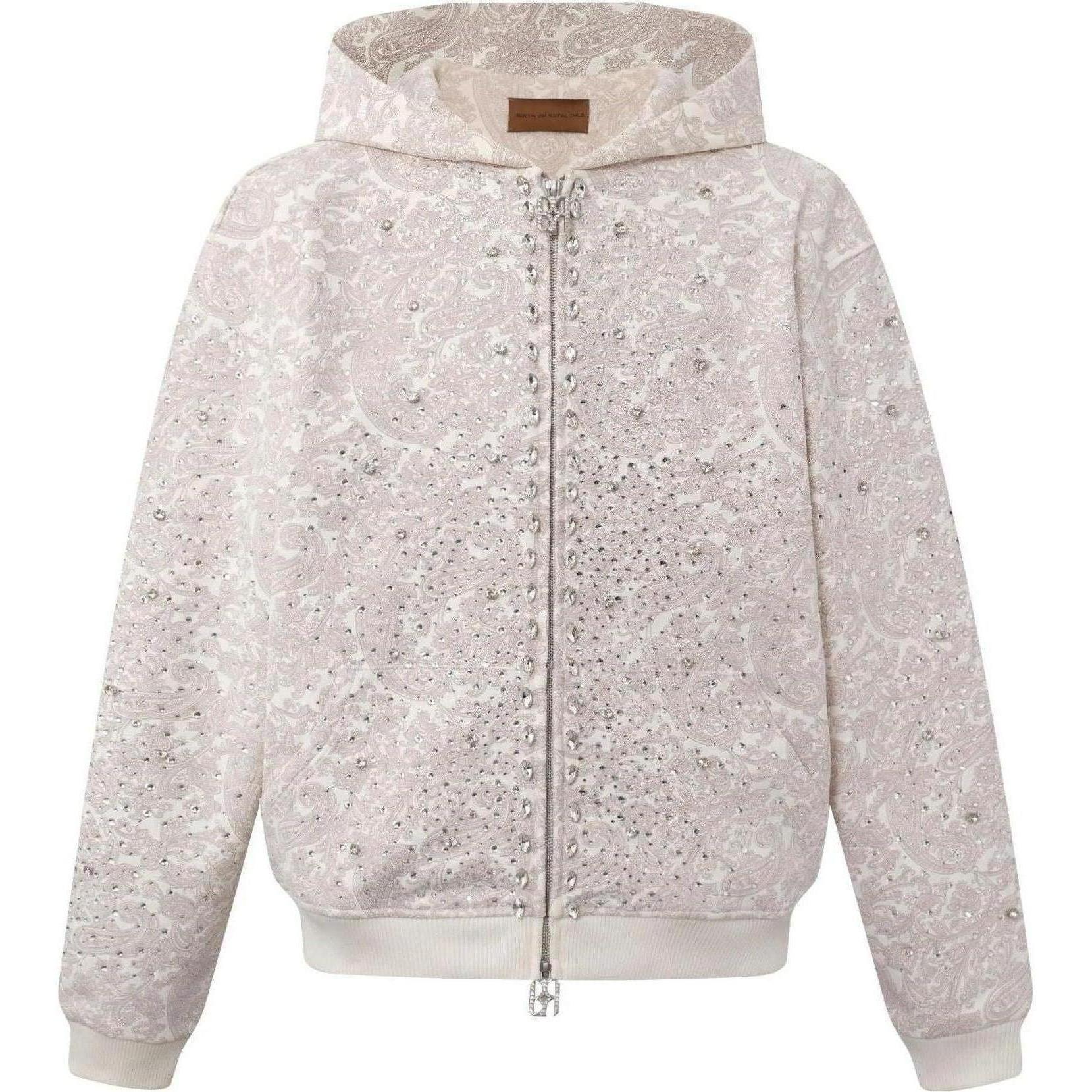 Birth Of Royal Child Cashew Blossom Pearl Zipper Hoodie "White"