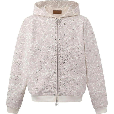 Birth Of Royal Child Cashew Blossom Pearl Zipper Hoodie "White"