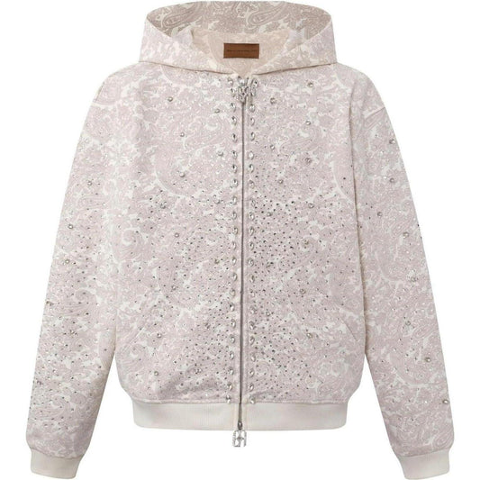 Birth Of Royal Child Cashew Blossom Pearl Zipper Hoodie "White"