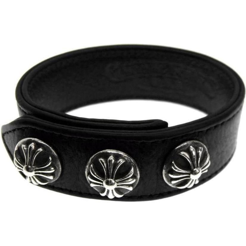 Chrome Hearts Cross Ball Leather Bracelet "Black" - Lightly Worn
