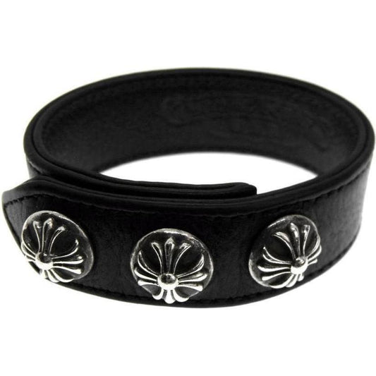 Chrome Hearts Cross Ball Leather Bracelet "Black" - Lightly Worn