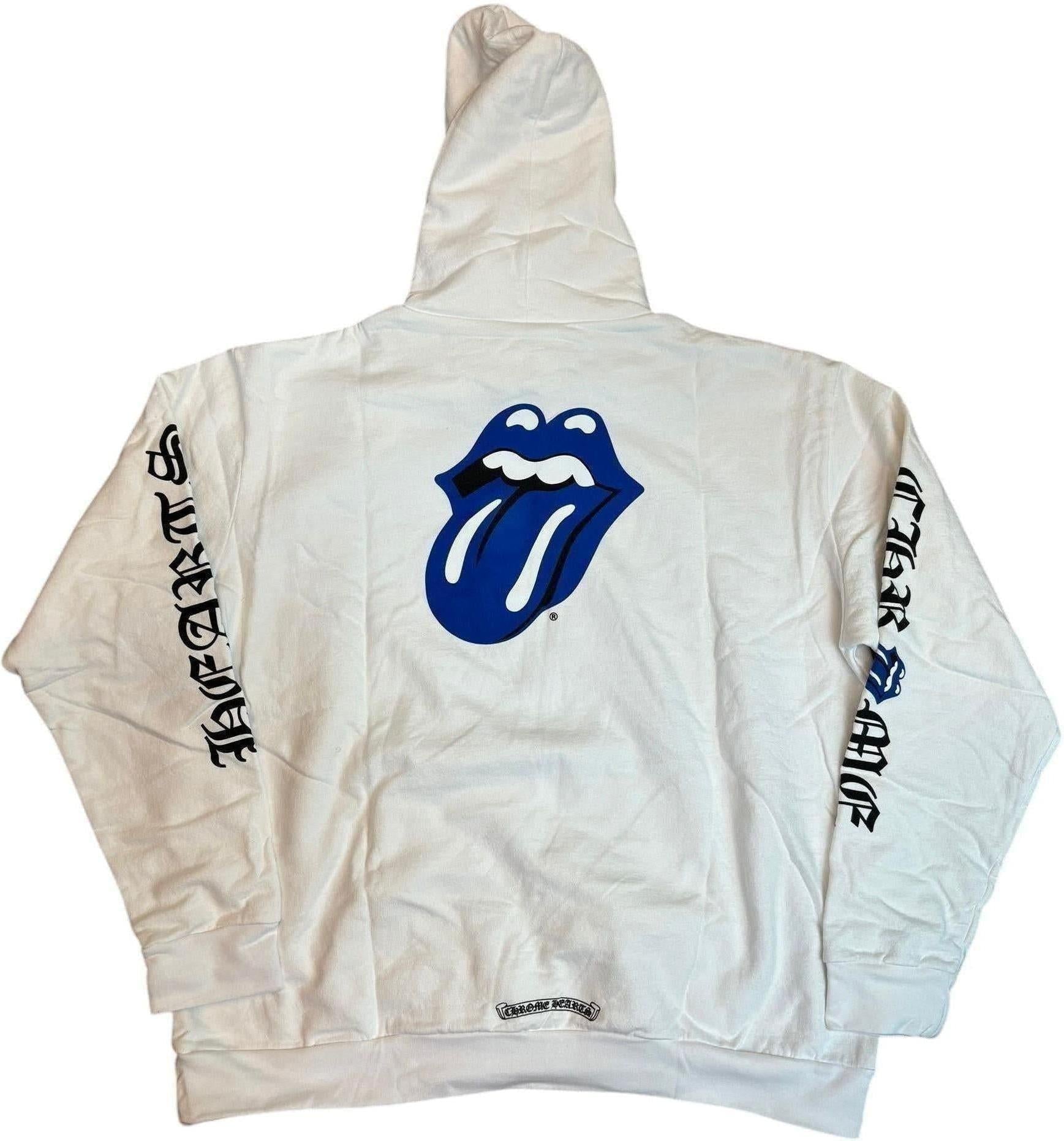 Chrome Hearts Rolling Stones Hoodie "White/Blue"