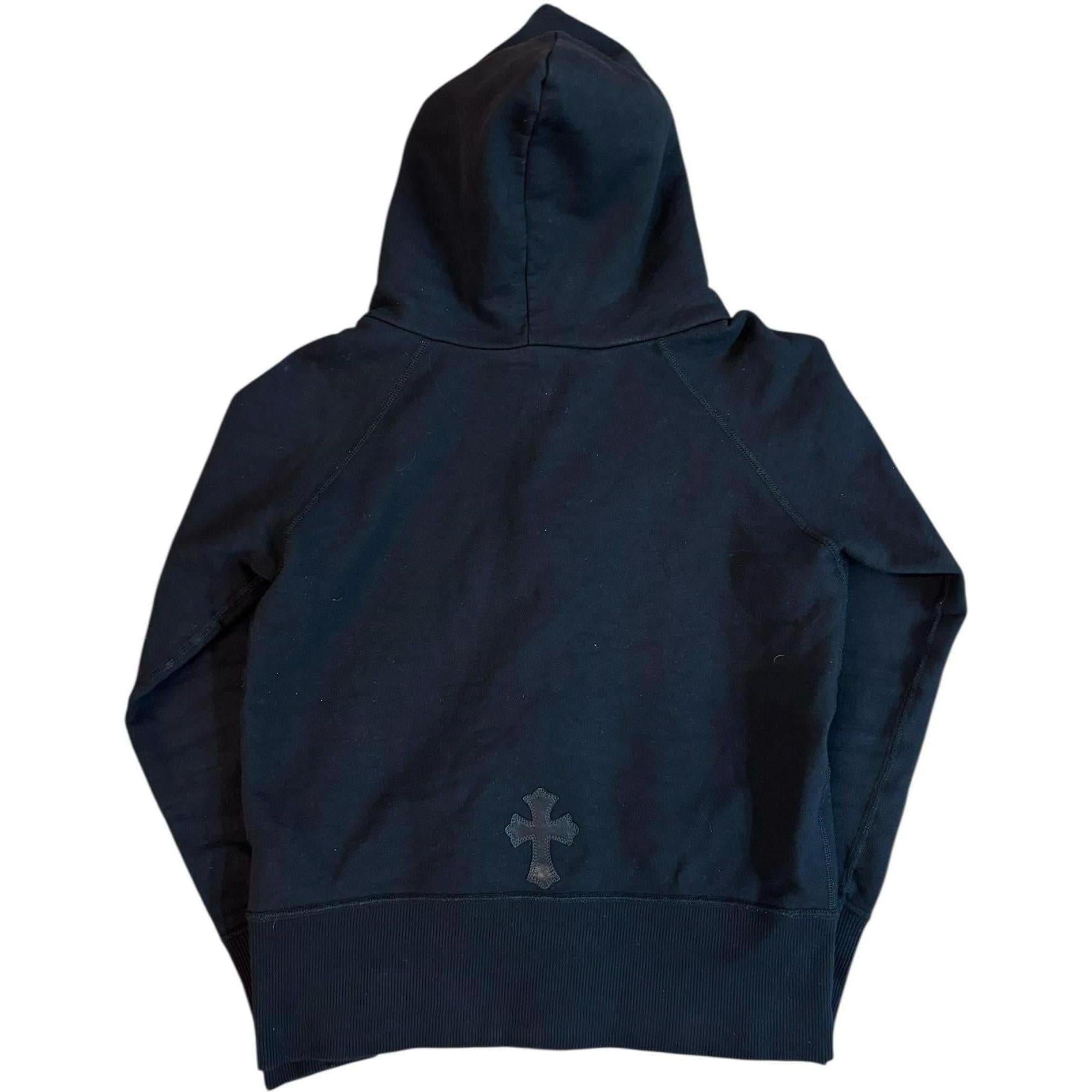 Chrome Hearts Single Leather Patch Zip Up Hoodie Black